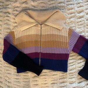 Aerie Colorblock Zip-Up Cardigan